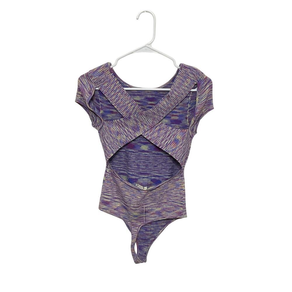 NWT Free People "All About It" Tee Swit Bodysuit Open Back Knit Material Small - Picture 2 of 6